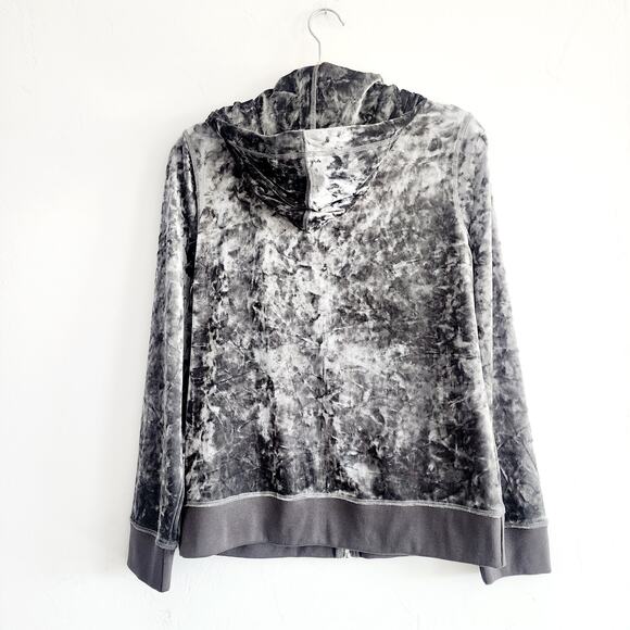 Calvin Klein Silver & Gray Velour Zip Up Jacket with Hood Size Small - Picture 4 of 8